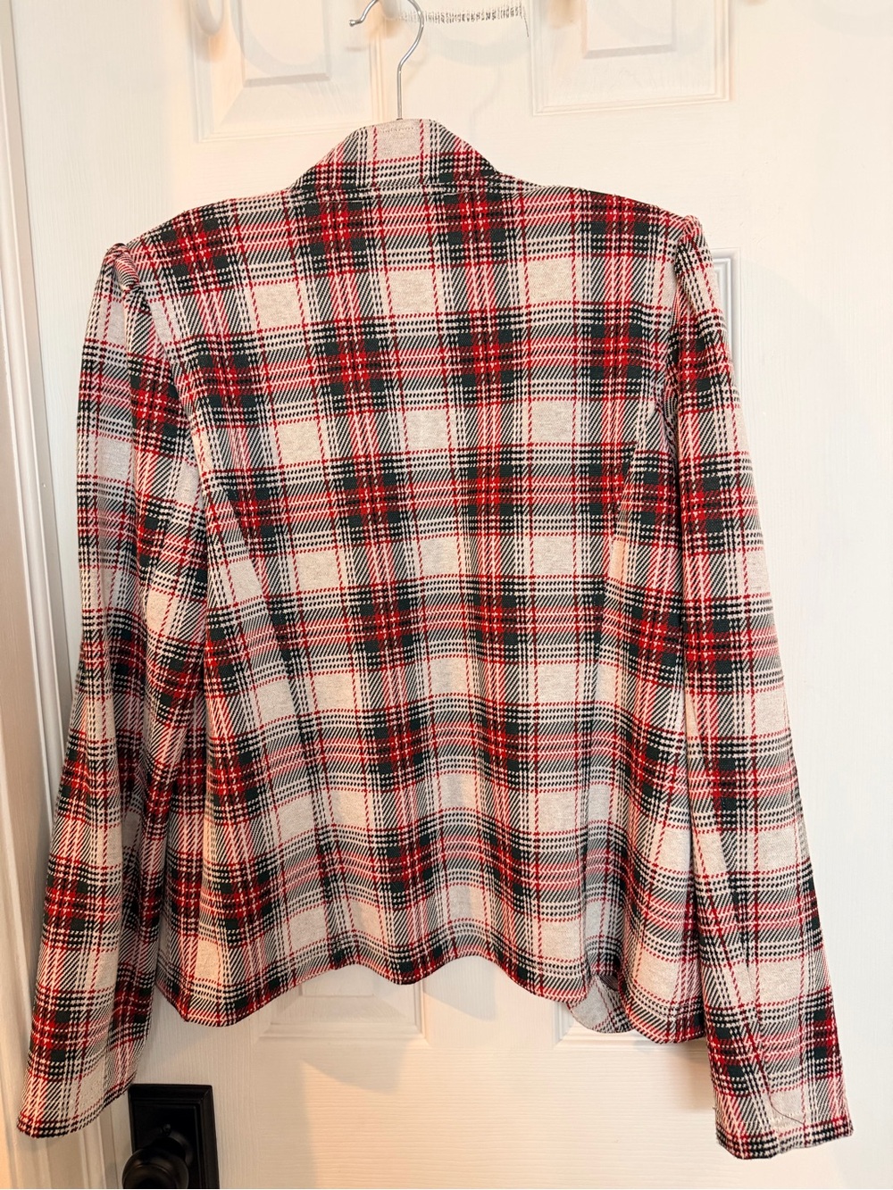 Tommy Hilfiger Plaid Military Blazer Jacket Red Navy Cream Size M - Picture 5 of 6